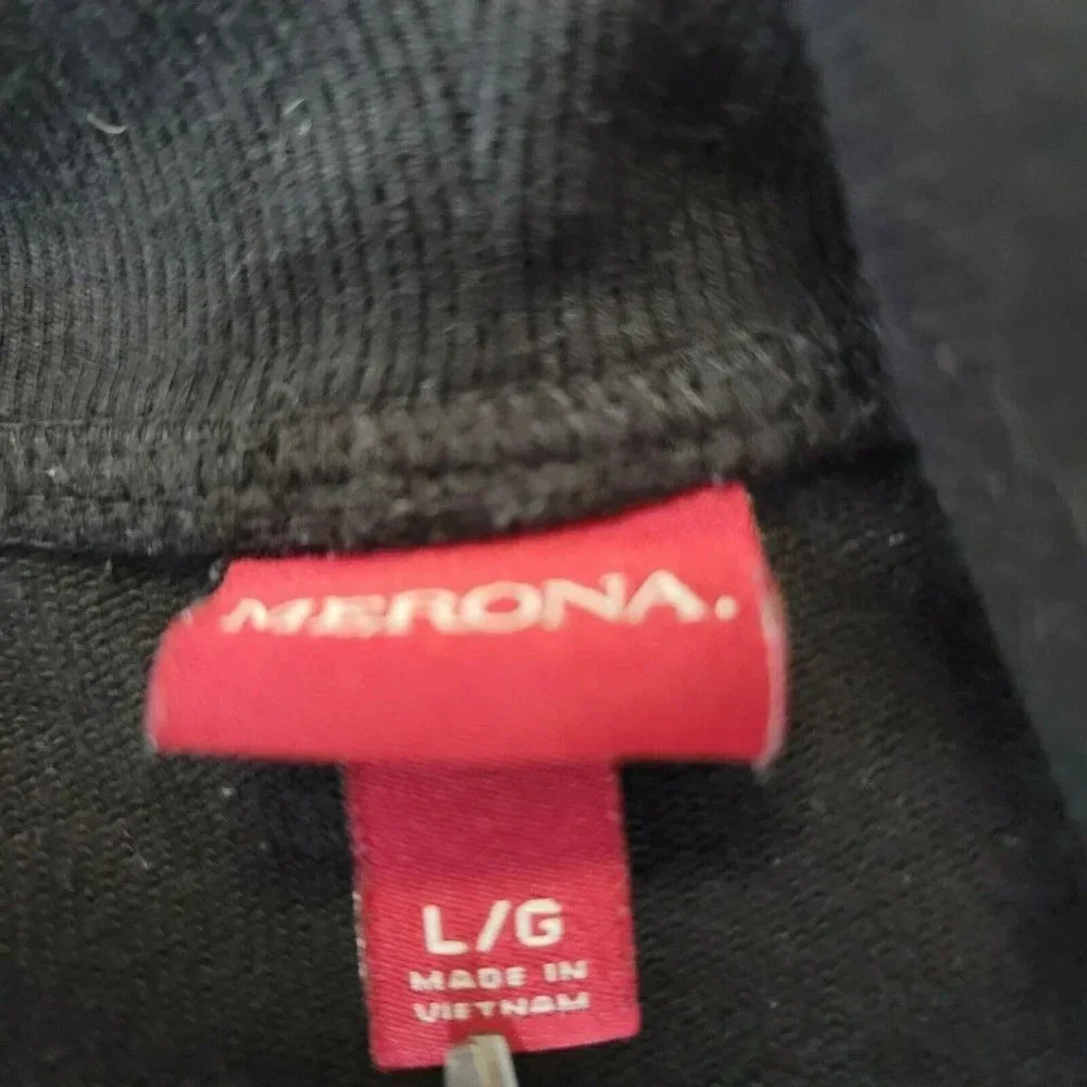 Merona Cowl Neck Size L/G Long Sleeve Tunic LONG Black Sweatshirt front short - Picture 9 of 10